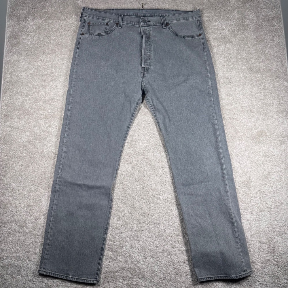 Levis‎ 501 Original Fit Mens Grey Straight Leg Button Fly Denim Jeans 40x32